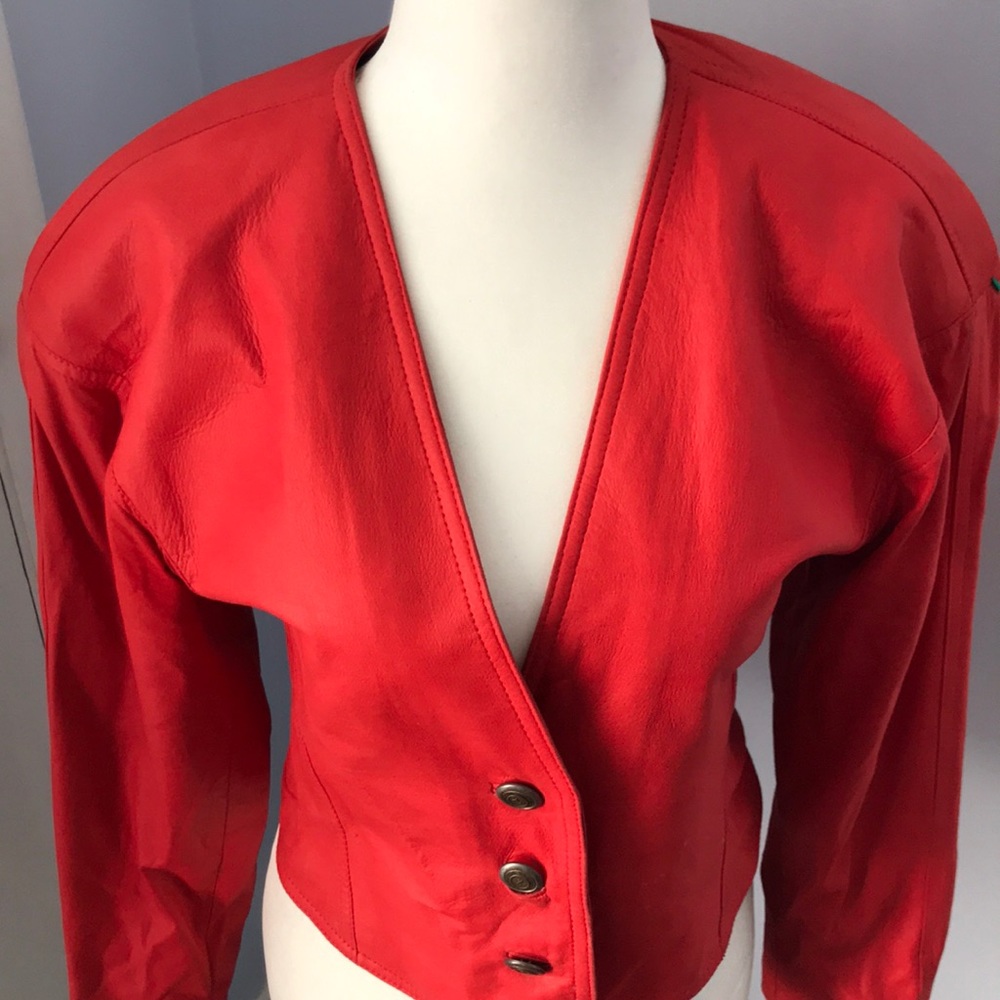 Laurel by Escada Red Leather Jacket-Vtg 80s/90s